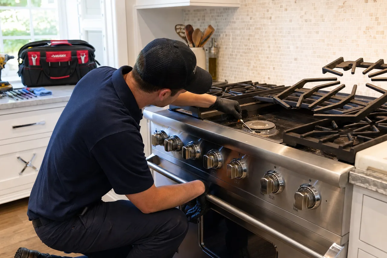 A professional-style Viking range in a Roslyn kitchen